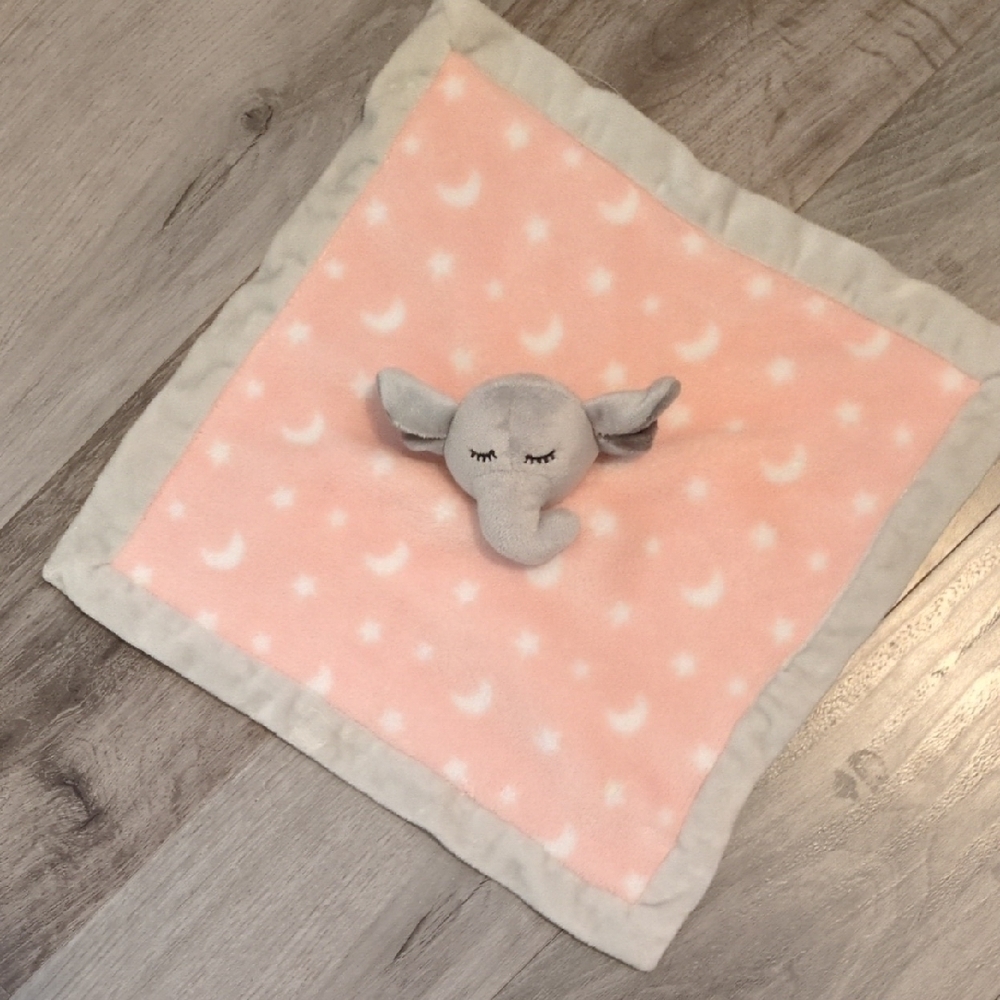 Elephant Plush Security Blanket - Pink and Gray‎